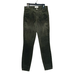 L'Agence Margot ivy green velour high rise skinny ankle jeans size 23- 00